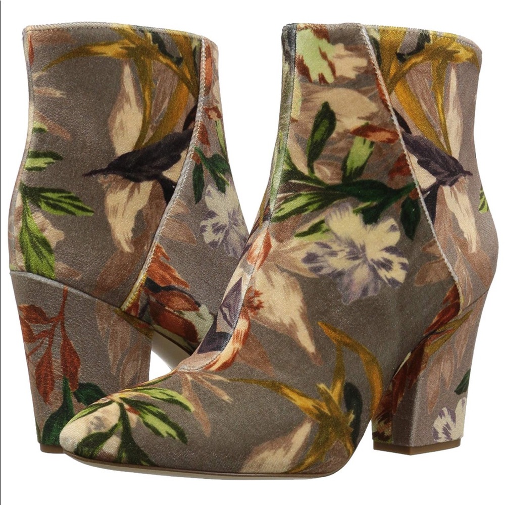 Nine West floral velvet booties